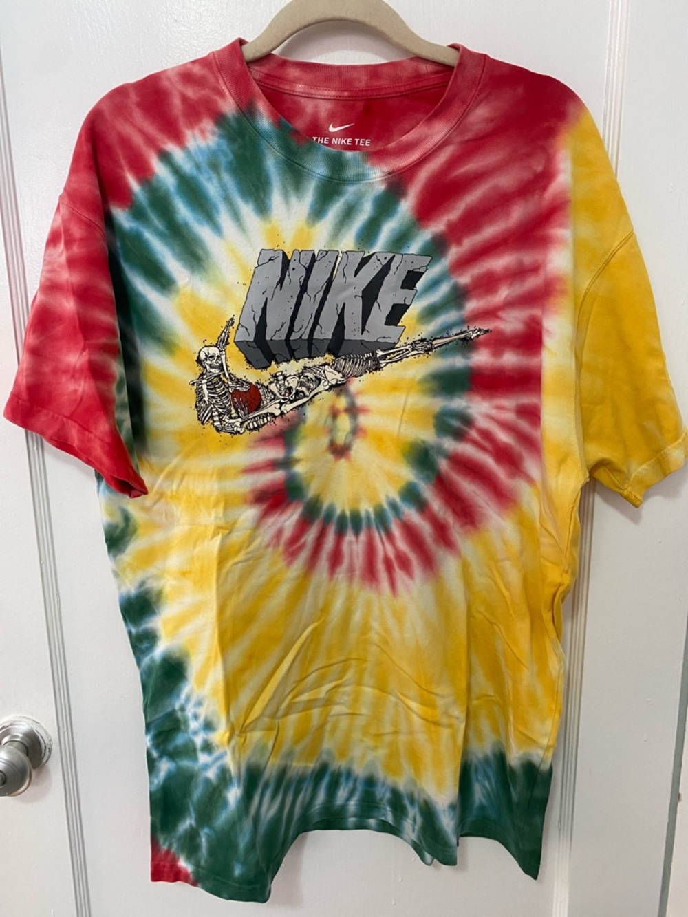 Nike Tie-Dye Spiral Graphic Tee - Red, Yellow, Green, White